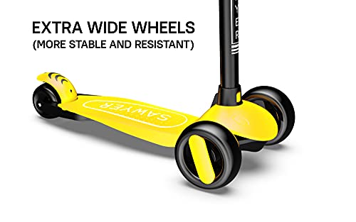 Sawyer - Patinete Ajustable Ruedas LED - Niños 2 a 8 Años (Amarillo)