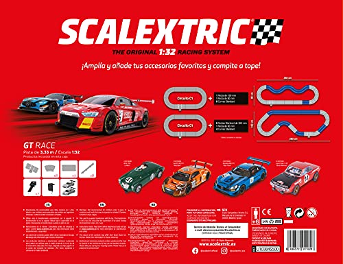 Scalextric - Circuito Original System - Pista de Carreras Completa - 2 Coches y 2 mandos 1:32 (GT Race)