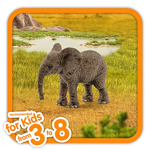 Schleich- Figura de Cría de Elefante Africano, Colección Wild Life, 6.8 cm (14763)