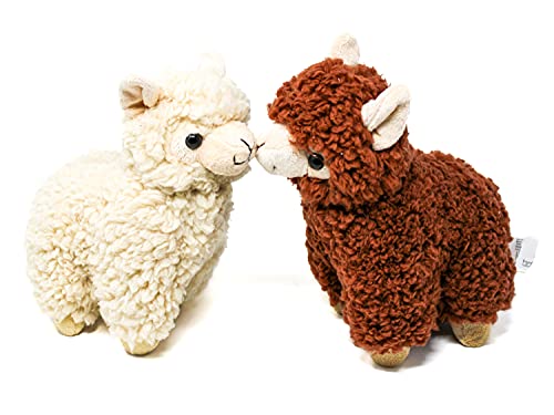Selldorado® 2 peluches de lama / alpaca de peluche suave en marrón y beige, 22 cm para bebés y niños