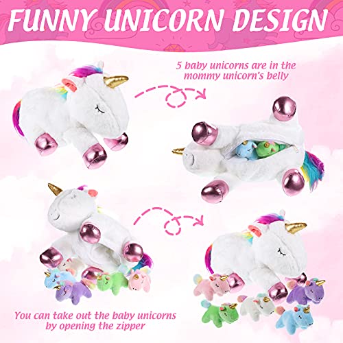Set de 6 Juguetes de Peluche de Unicornio 1 Juguete Grande de Peluche de Unicornio 5 Mini Juguetes de Peluche de Unicornio Colorido en Color Diferente para Suministros de Fiesta