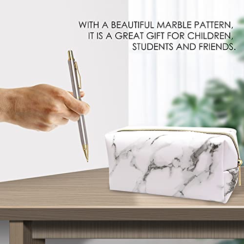 Sheey Estuche Portátil para Estudiantes, Viene con Dos Bolígrafos, Gran Capacidad Imprimir Estuche para Lápices, para Chicos Chicas Adolescentes (Blanco, Tamaño libre)