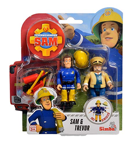 Simba 109251043 - Juego de Figuras Sam el Bombero, 2 Unidades, 4 variedades, 7,5 cm, Totalmente articuladas