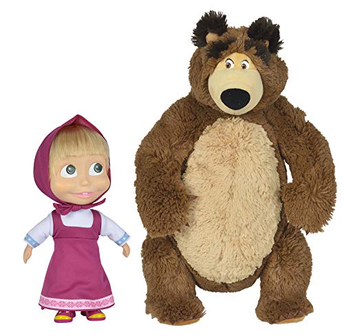 Simba 109301016WEB Masha y Michka - Muñeca de Masha 23 cm + Peluche Michka de 43 cm