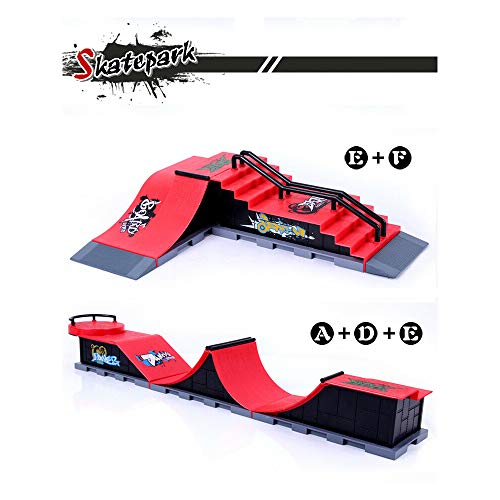 Sipobuy Kit De Embarque del Patin Tablero del Dedo del Monopatin De Mini con Conjuntos de Accesorios de rampa (Escena A)