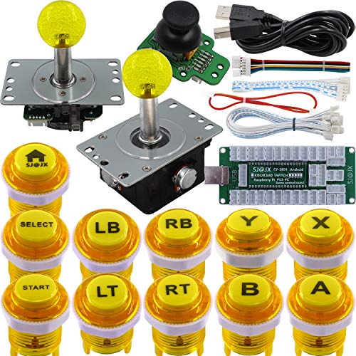 SJ@JX Arcade Game Controller 3D Gamepad Analog Stick Sensor Fly Joystick Microswitch MX LED Button USB Encoder Light Cable for PC PS3 Nintendo Switch Xbox 360 Android Raspberry Pi