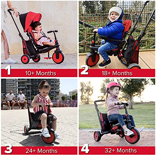 Smartrike STR3 - Triciclo Plegable para niños (1,2,3 años), Color Rojo