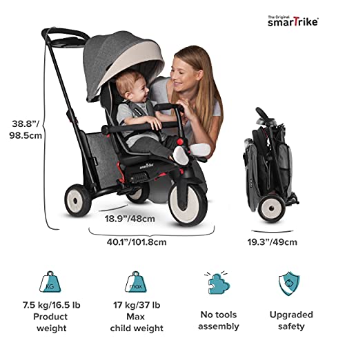 smarTrike STR5 Triciclo Plegable con Carrito Certificado para niños de 1-3 años, Triciclo multietapa 7 en 1 (Gris)
