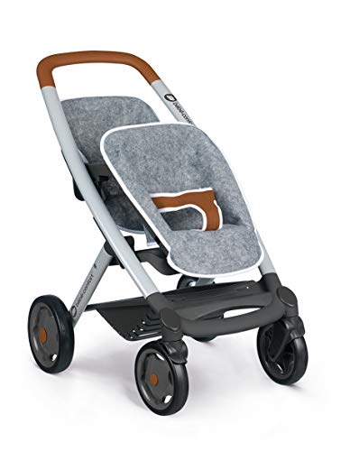 Smoby- Bébé Silla Gemela Bebé Confort para Muñecos, Ruedas Silenciosas y Multidireccionales, Altura del Mango: 64cm, para niños a Partir de 3 años, Color (253205)
