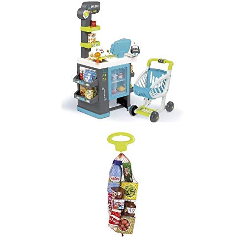 Smoby Fresh City Market Supermercado urbano, +3 años (Smoby 350218) + Malla comiditas, Color Verde