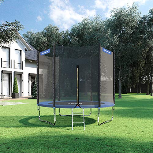 SONGMICS STR8FT Trampolin TÜV Rheinland GS certificados Ø 244 cm Sports Gartentrampoline Escalera Red de Seguridad Randabdeckung, Azul