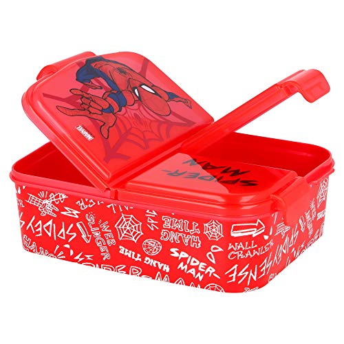 SPIDERMAN |Caja de Almuerzo con 3 Compartimentos - Fiambrera Infantil para colegio - lonchera para niños