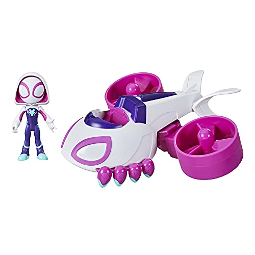 SPIDEY AND HIS AMAZING FRIENDS Marvel Ghost-cóptero Change 'N Go y Figura de Ghost-Spider de 10 cm - Vehículo 2 en 1 - Edad: 3+