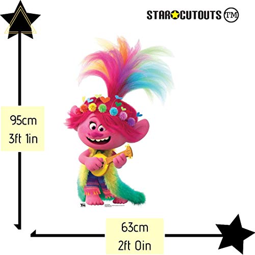 Star Cutouts SC1497 Poppy Ukulele/Guitar Trolls World Tour Lifesize - Recorte de cartón, 95 cm de altura, 63 cm, multicolor