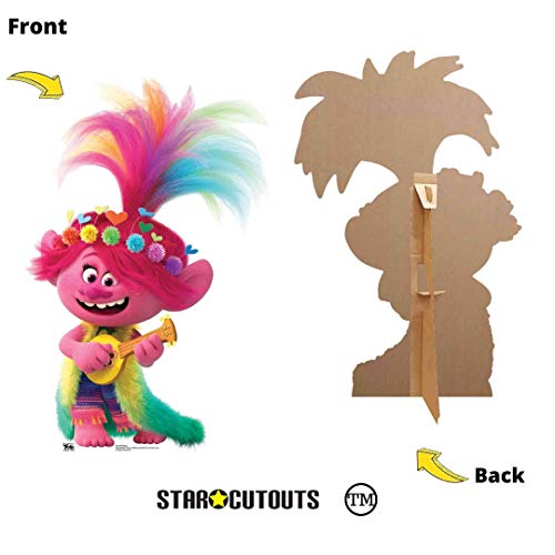 Star Cutouts SC1497 Poppy Ukulele/Guitar Trolls World Tour Lifesize - Recorte de cartón, 95 cm de altura, 63 cm, multicolor
