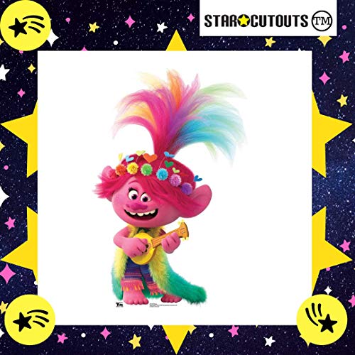 Star Cutouts SC1497 Poppy Ukulele/Guitar Trolls World Tour Lifesize - Recorte de cartón, 95 cm de altura, 63 cm, multicolor