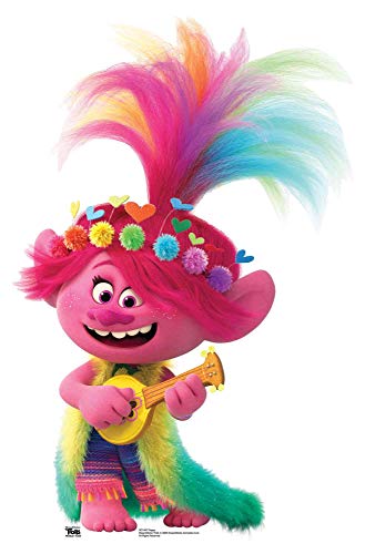 Star Cutouts SC1497 Poppy Ukulele/Guitar Trolls World Tour Lifesize - Recorte de cartón, 95 cm de altura, 63 cm, multicolor