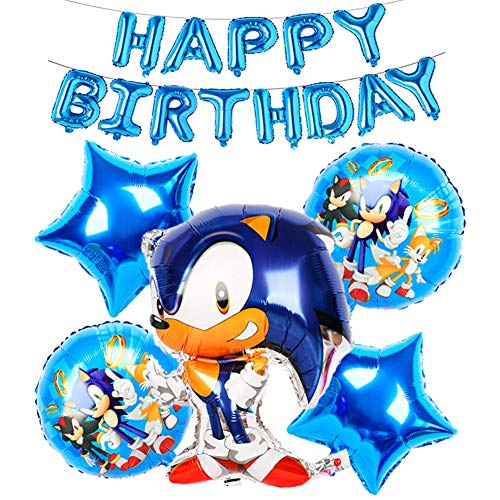 SUNSK Globos de Foil Cumpleaños Hedgehog Fiesta Happy Birthday Banner Balloons Cumpleaños Decoracion 7 Piezas