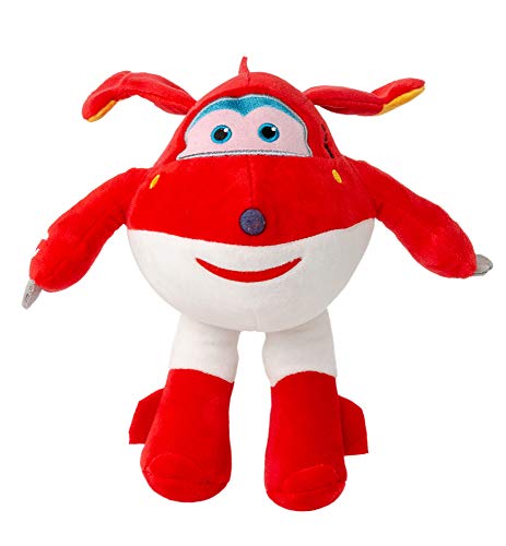 Super Wings 26 cm Aviones de peluche Figuras de peluche Juguetes para coleccionar, jugar y abrazar, Jett, Jerome, Dizzy o Donnie para niñas y niños (Jett, rojo)