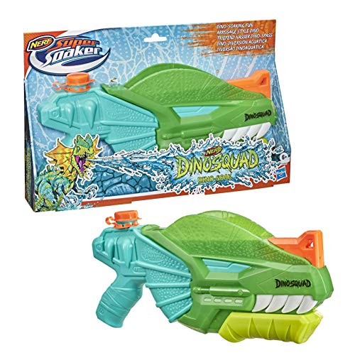 SUPERSOAKER- Lanzador Nerf Super Soaker DinoSquad Dino-Soak. Lanzamiento por Bombeo para Juegos con Agua al Aire Libre en el Verano, Multicolor (Hasbro F04965L1)