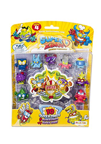 SuperThings Serie 4, Blíster con 10 figuras, PSZ4B016IN00, 9 Figuras y 1 Figura Dorada Super Rare