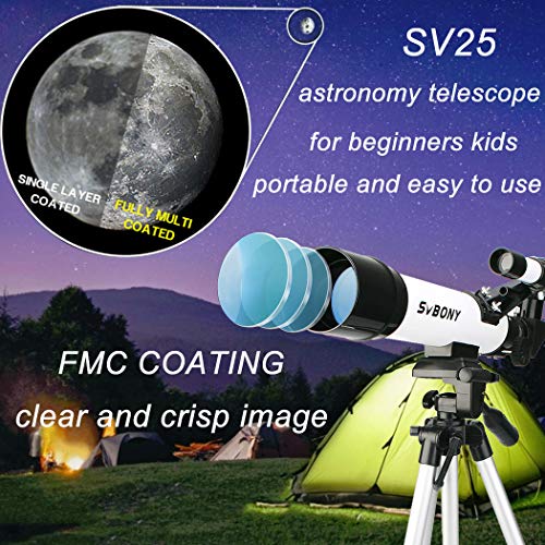 Svbony SV25 Telescopio para Niños, 420/60mm Telescopio Astronomico Niños,con Trípode Telescopio Profesional para Niños Principiante