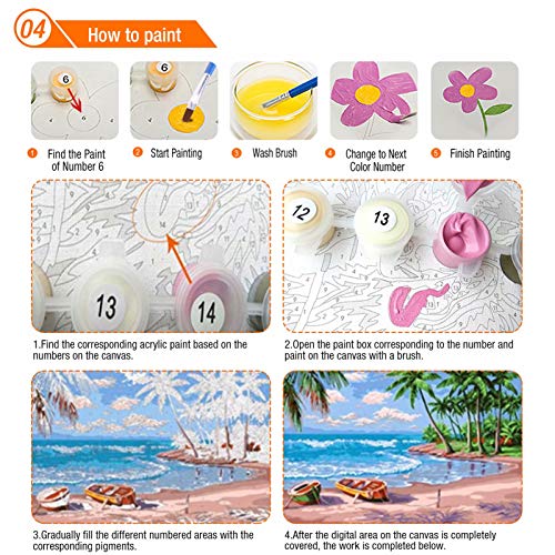 TAHEAT Kits de Pintura por números con Pinceles y Pigmento acrílico, Pintura en Lienzo para Bricolaje, Hermosa Hepburn de 16 x 20 Pulgadas (sin Marco)