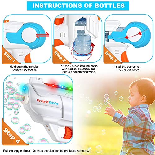 TangTag Máquina de Burbujas Niños,Pistola de Burbujas de Jabón con Luz y Música, Pistola de Pompas es Regalo de Deseos Niños, Apto para Todo Tipo Fiestas - Sin Incluir Líquido de Pompas Jabón y Pilas