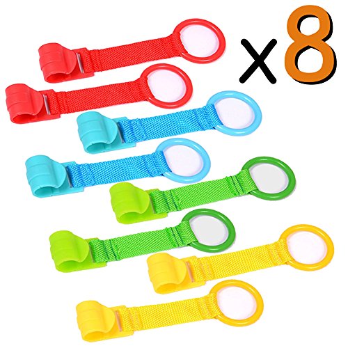 Th-some 8 PCS Anillos de Cuna Para Niños - Anillo Cuna Viaje, Anillas Para Cunas y Parques Grande, Ayuda a su Bebe a Ponerse de Pie Facilmente, Entrenamiento Equilibrio, Multicolor (Diámetro 5cm)