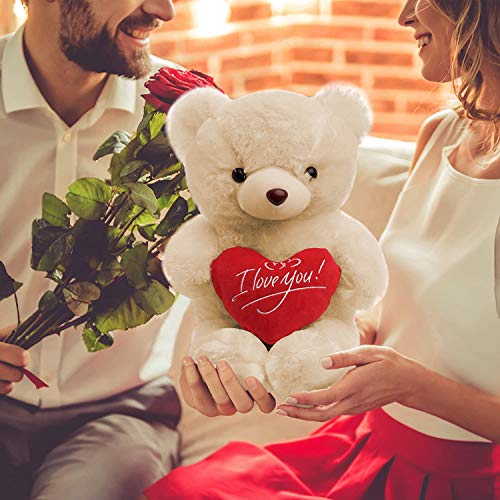 THE TWIDDLERS Blanco Oso Peluche (45cm) - Romántico Teddy Bear Regalo para Ocasiones Especiales