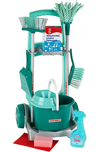 Theo Klein-6562 Other License Leifheit Carrito De Limpieza, Juguete, multicolor, 29 x 24 x 60 cm (6562)