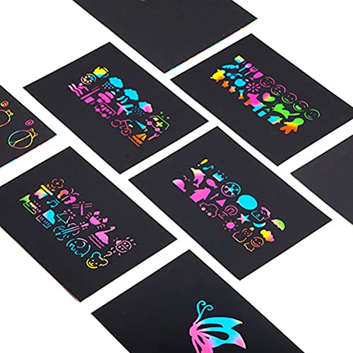 THETHO 30 Hojas Scratch Art Cuadernos para Rascar Dibujar Papel de Rascar Incluye 6 Cubiertas de Color y 3 Lápices de Madera, Manualidades para Rascar para Adultos y Niños Dibujar