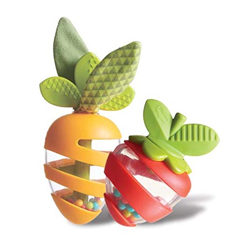 Tiny Love Zanahoria y Fresa Tiny Growers Sonajeros para bebé, Juego educativo desarrolla las habilidades motoras de los bebés, desde 0 meses