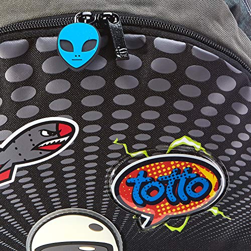 TOTTO Morral Cool Patch L Mochila, Niños, Negro