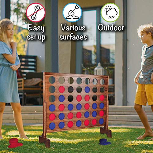 Toyfel Conecta 4 XXL - Juego de Mesa Gigante - Cuatro en Raya - El Juego clásico de Madera FSC® para Dentro y Fuera - para niños y Adultos a Partir de 4 años - Juegos de Mesa - Ace