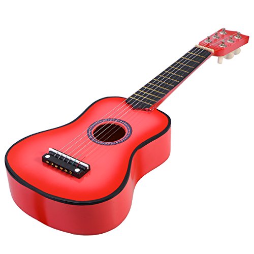 TOYMYTOY 21 pulgadas Guitarra acustica Pequeña guitarra de madera para niños infantil principiantes (Rosado)