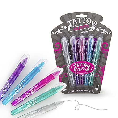 TRENDHAUS Trendhaus920935 - Bolígrafos de gel (5 unidades), color plateado, lila, rosa, azul y verde