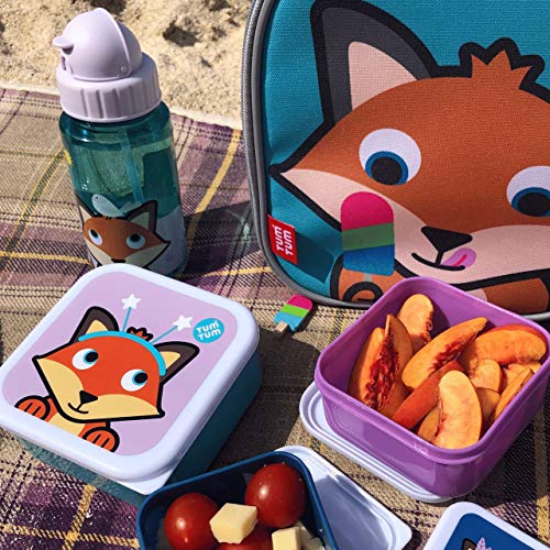 TUM TUM Flip Top Top Kids botella de agua con paja, Tritan Kids Drinks Botella, 400ml, BPA gratis (Fox)
