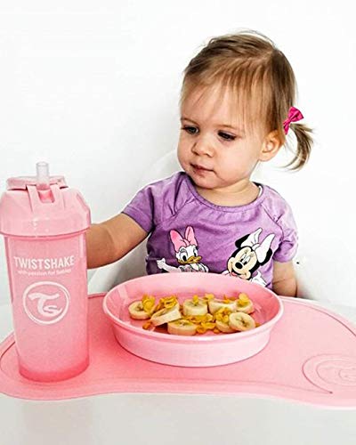 Twistshake 78588 Vaso con pajita antigoteo para bebés 360 ml, Sin BPA, A partir de 6 meses, Pastel Pink, Rosa