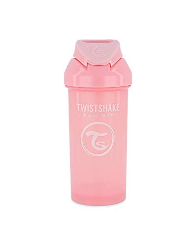 Twistshake 78588 Vaso con pajita antigoteo para bebés 360 ml, Sin BPA, A partir de 6 meses, Pastel Pink, Rosa