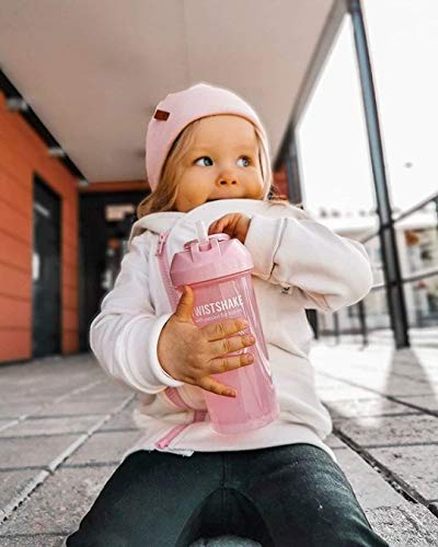 Twistshake 78588 Vaso con pajita antigoteo para bebés 360 ml, Sin BPA, A partir de 6 meses, Pastel Pink, Rosa