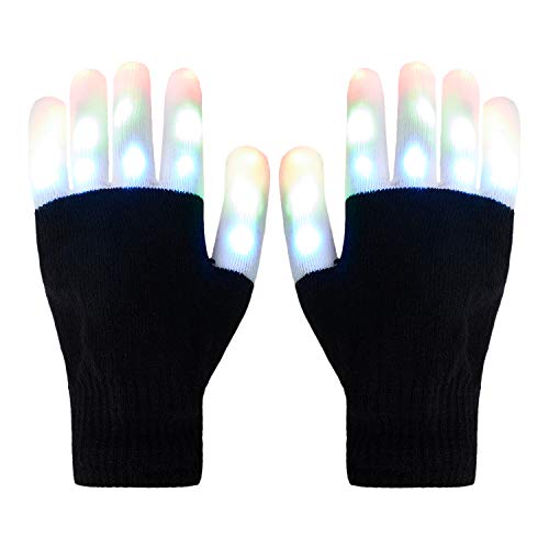 Ultra 1 Guantes LED Guantes de Mano Iluminados Luz LED Luces Leds Luz Discoteca para Adultos y Niños Mayores de 12 + Años 6 Modos LED Lights Guantes Invierno Festivales Halloween Navidad Juegos