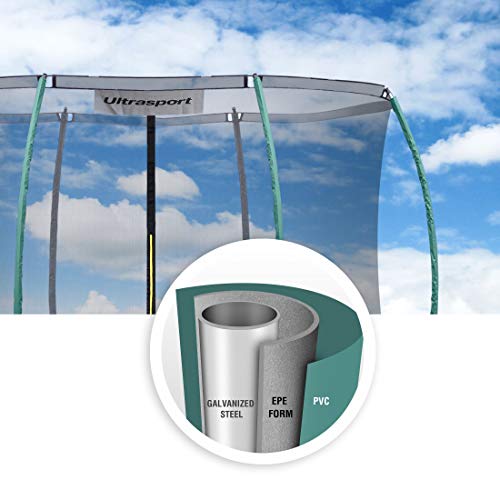 Ultrasport Cama Elástica De Jardín Xl, Diámetro: 244 Cm, Capacidad De Carga: 100 Kg, Cama Elástica De Exterior Con Mucho Espacio Y Elementos De Seguridad, Set Completo, Verde