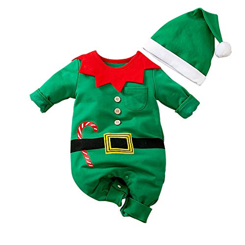 Unisexo Disfraz de Elfo Ropa,Disfraz Papa Noel Bebe Niño Recién Nacido Mono Bebe niñas y niños Mi Primera Navidad
