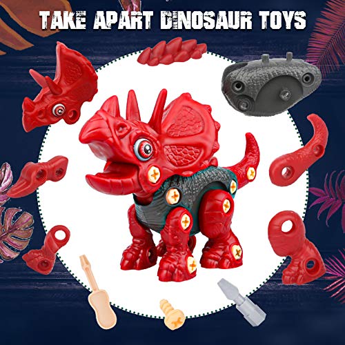 Vanplay Dinosaurios Juguetes con Taladro Eléctrico, Juego Construccion Puzzle Dinosaurios Incluyen Tiranosaurio Rex, Velociraptor y Triceratops para Niños y Niñas 3 Años