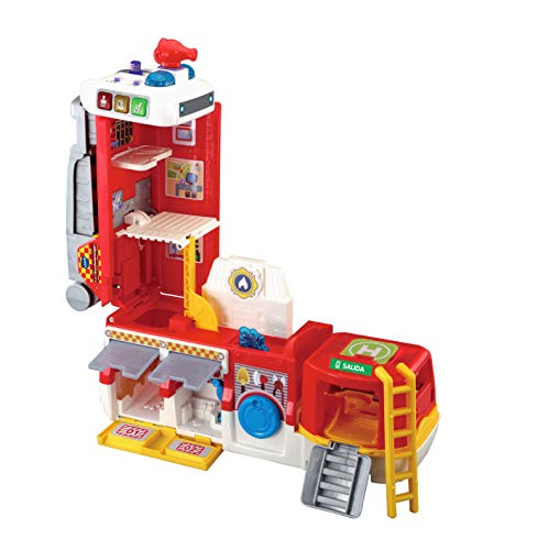 VTech- Camión de Bomberos 2 en 1, Convertible en estación. con más de 180 Canciones, Frases y melodías. (3480-529822)