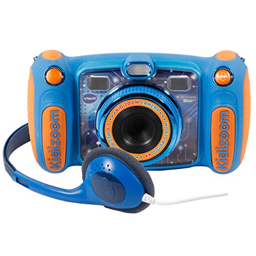VTech Kidizoom Duo 5.0 - Cámara de fotos digital, infantil con 5 megapíxeles, pantalla a color, juguete para aprender en casa, 10 funciones diferentes, 2 objetivos, azul