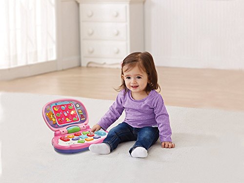 VTech-Mis primeras Teclas Ordenador infantil con tres modos de juegos que enseña animales, colores, formas y notas musicales, rosa (3480-191257)