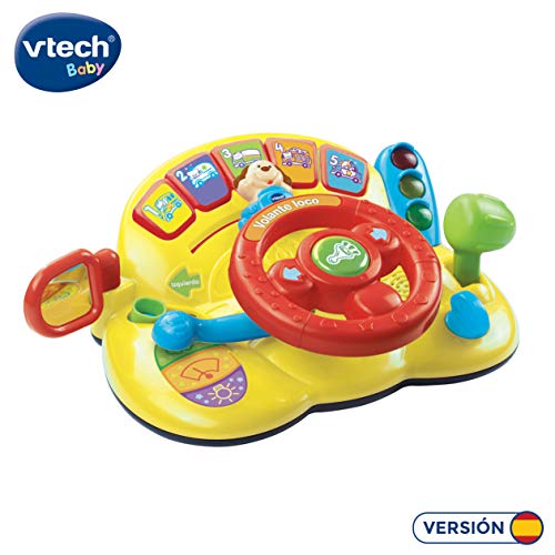 VTech - Volante loco, Juguete para bebés +12 meses, 3 modos de juego, Enseña animales, vehículos, seguridad vial, opuestos, más de 60 canciones, melodías, frases y sonidos, multicolor (80-166622)