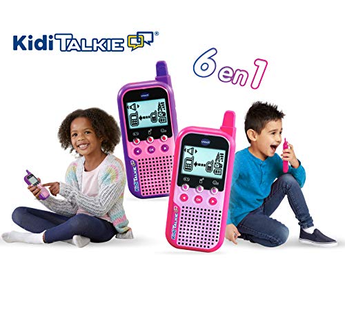 VTech VTech-123-518557 KidiTalkie 6 en 1, Walkie Talkie, envía Mensajes y Juega con una conexión Segura, Mantener Las distancias al Hablar, versión ESP, Color Rosa (3480-518557)